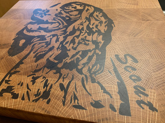 Inlay Cutting Board with owners dog